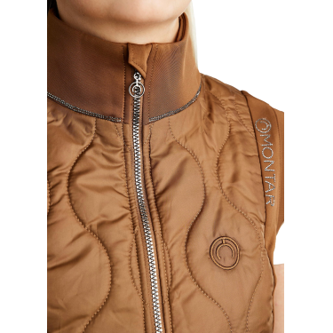 Chaleco acolchado sin mangas Hybrid Montar MoMary gun metals crystals mujer Caramelo Marrón
