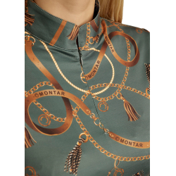 Polo de manga larga Montar estampado Haily bridle mujer Verde pino