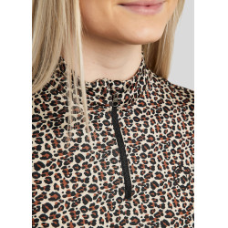Camiseta de entrenamiento Montar de manga corta MoLeonora estampado de leopardo para mujer