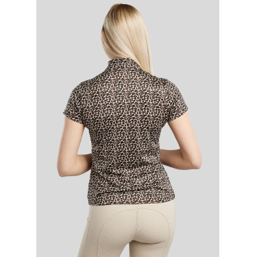 Camiseta de entrenamiento Montar de manga corta MoLeonora estampado de leopardo para mujer Camiseta de entrenamiento Montar de manga corta MoLeonora estampado de leopardo para mujer