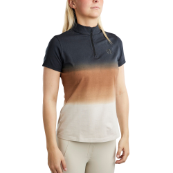 Camiseta de entrenamiento Montar de manga corta MoFaith con estampado Dipdye para mujer