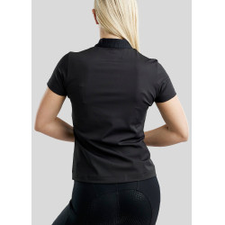 Polo con cremallera de un cuarto Montar MoZira de manga corta refinado para mujer