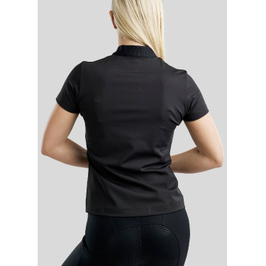 Polo con cremallera de un cuarto Montar MoZira de manga corta refinado para mujer