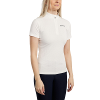Polo de entrenamiento Montar MoCilia refinado de manga corta Jacquard para mujer Blanco