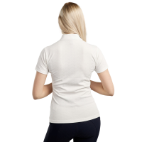Polo de entrenamiento Montar MoCilia refinado de manga corta Jacquard para mujer Blanco Polo de entrenamiento Montar MoCilia refinado de manga corta Jacquard para mujer Blanco