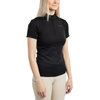 Polo de entrenamiento Montar MoCilia refinado de manga corta Jacquard para mujer Negro