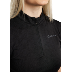 Polo de entrenamiento Montar MoCilia refinado de manga corta Jacquard para mujer Negro