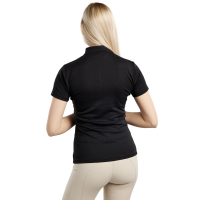Polo de entrenamiento Montar MoCilia refinado de manga corta Jacquard para mujer Negro