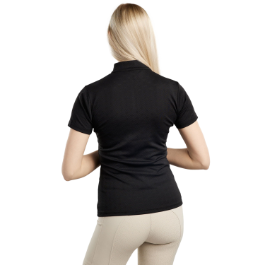 Polo de entrenamiento Montar MoCilia refinado de manga corta Jacquard para mujer Negro