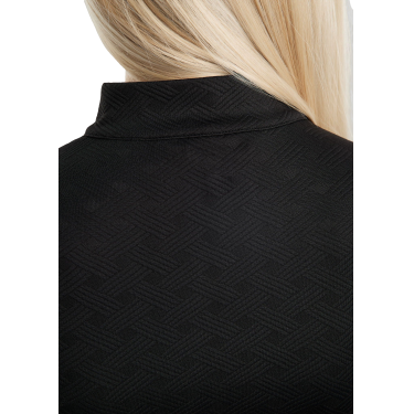 Polo de entrenamiento Montar MoCilia refinado de manga corta Jacquard para mujer Negro