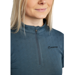 Polo de entrenamiento Montar MoCilia refinado de manga corta Jacquard para mujer Pizarra oscura Gris