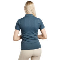 Polo de entrenamiento Montar MoCilia refinado de manga corta Jacquard para mujer Blanco