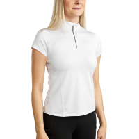 Camiseta de entrenamiento de manga corta Montar MoElaine con logo recortado con láser para mujer Blanco