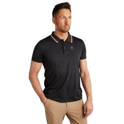 Polo de manga corta Montar MoDrake con cuello y logotipo en contraste para hombre Negro