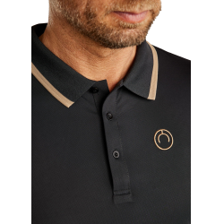 Polo de manga corta Montar MoDrake con cuello y logotipo en contraste para hombre Negro