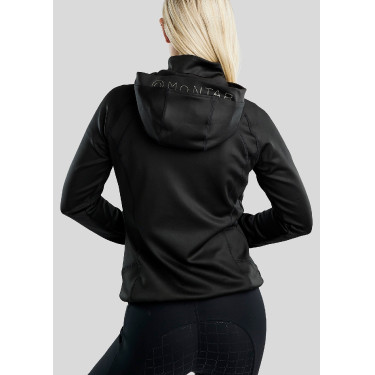 Chaqueta softshell Montar MoBlair Junior con cremallera completa, cristales, color gun metal, capucha desmontable Chaqueta softshell Montar MoBlair Junior con cremallera completa, cristales, color gun metal, capucha desmontable