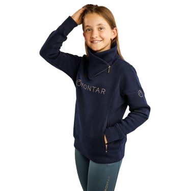 Sudadera Montar MoNaja Junior con cremallera lateral y cristales en color oro rosa Marino Azul marino