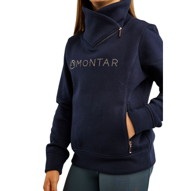 Sudadera Montar MoNaja Junior con cremallera lateral y cristales en color oro rosa Marino Azul marino