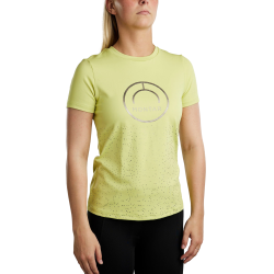 Camiseta de manga corta Montar MoSille con logotipo impreso en gun metal para mujer