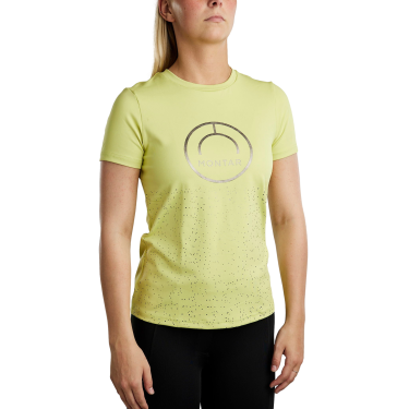 Camiseta de manga corta Montar MoSille con logotipo impreso en gun metal para mujer