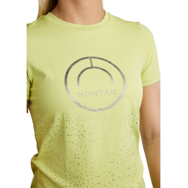 Camiseta de manga corta Montar MoSille con logotipo impreso en gun metal para mujer Camiseta de manga corta Montar MoSille con logotipo impreso en gun metal para mujer