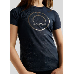 Camiseta de manga corta Montar MoSille Junior con logo impreso en gun metal para mujer