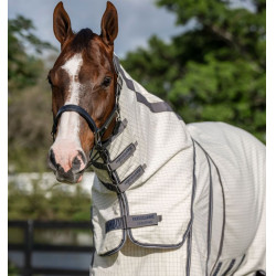 Cubre-moscas Horseware Rambo Optimo Supreme Summer Sheet Plus CarreauxMarine / gris orage / argent Motifs