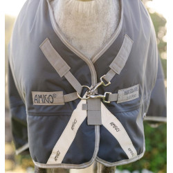 Manta Horseware Amigo 1200D Plus Poney Turnout 0g Marino / gris titanio / plata Azul marino
