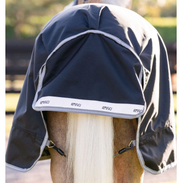Manta Horseware Amigo 1200D Plus Poney Turnout 250g Negro / gris titanio / plata