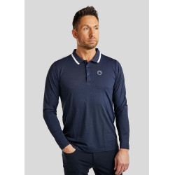 Polo de montar MoDrake para hombre con cuello en contraste y mangas largas Azul marino oscuro