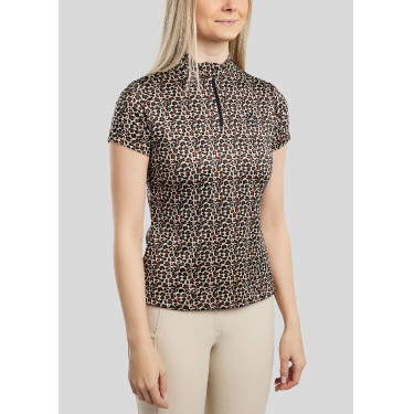 Camiseta de entrenamiento Montar de manga corta MoLeonora estampado de leopardo para mujer Camiseta de entrenamiento Montar de manga corta MoLeonora estampado de leopardo para mujer