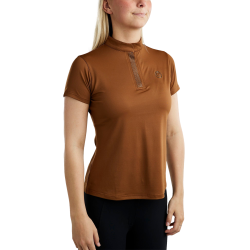 Camiseta de entrenamiento Montar MoBriella con cristales gun metal para mujer