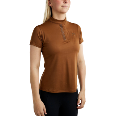 Camiseta de entrenamiento Montar MoBriella con cristales gun metal para mujer