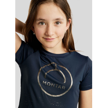Camiseta de manga corta Montar MoSille Junior con logo impreso en gun metal para mujer Camiseta de manga corta Montar MoSille Junior con logo impreso en gun metal para mujer
