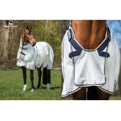 Cubre-moscas Horseware Rambo Optimo Supreme Summer Sheet Plus CarreauxMarine / gris orage / argent Motifs