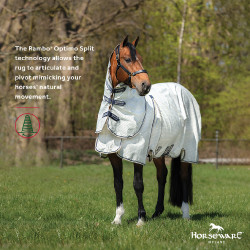 Cubre-moscas Horseware Rambo Optimo Supreme Summer Sheet Plus CarreauxMarine / gris orage / argent Motifs