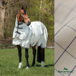 Cubre-moscas Horseware Rambo Optimo Supreme Summer Sheet Plus CarreauxMarine / gris orage / argent Motifs