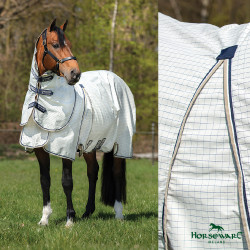 Cubre-moscas Horseware Rambo Optimo Supreme Summer Sheet Plus CarreauxMarine / gris orage / argent Motifs