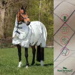 Cubre-moscas Horseware Rambo Optimo Supreme Summer Sheet Plus CarreauxMarine / gris orage / argent Motifs
