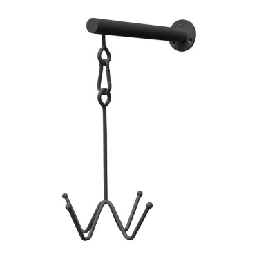 Soporte para cabezadas Grooming Deluxe de 4 brazos con fijación mural Negro Soporte para cabezadas Grooming Deluxe de 4 brazos con fijación mural Negro