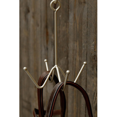 Soporte para cabezadas Grooming Deluxe de 4 brazos con fijación mural Oro Soporte para cabezadas Grooming Deluxe de 4 brazos con fijación mural Oro