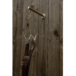 Soporte para cabezadas Grooming Deluxe de 4 brazos con fijación mural Oro Soporte para cabezadas Grooming Deluxe de 4 brazos con fijación mural Oro