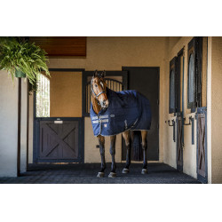 Manta de cuadra Horseware Rhino 350g VL Negro / gris titanio / azul clásico