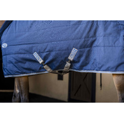Manta de cuadra Horseware Rhino 350g VL Negro / gris titanio / azul clásico
