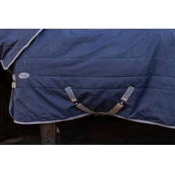 Manta de cuadra Horseware Rhino 350g VL Negro / gris titanio / azul clásico