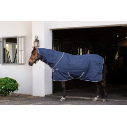 Manta de cuadra Horseware Rhino 350g VL Negro / gris titanio / azul clásico
