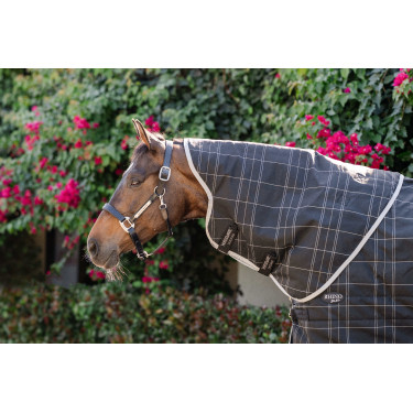 Manta de cuadra Horseware Rhino 350g VL Negro / cuadros blanco gris