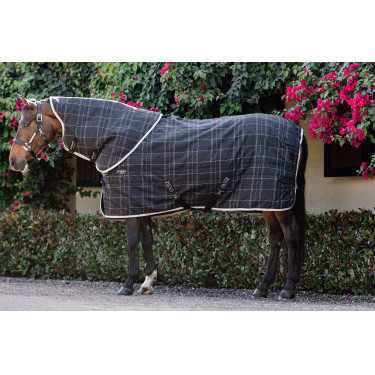 Manta de cuadra Horseware Rhino 350g VL Negro / cuadros blanco gris
