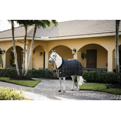 Manta de cuadra Horseware Rhino 350g VL Negro / cuadros blanco gris