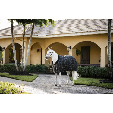 Manta de cuadra Horseware Rhino 350g VL Negro / cuadros blanco gris